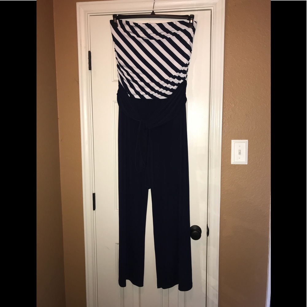 Lapis Navy Blue Striped Romper